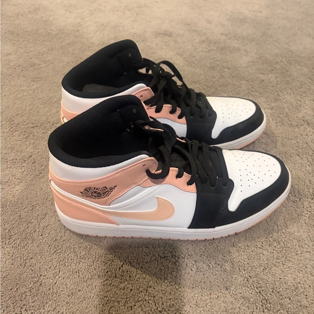 Jordan Men’s Mid-Top Sneakers in Peach, Black & White
